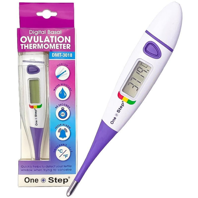 Digital Basal Ovulation Thermometer with Flexible Tip | Accurate BBT Tracker for Fertility & Family Planning | Dual Mode (Celsius/Fahrenheit) | Fever Alarm for Womenâ€™s Health Monitoring